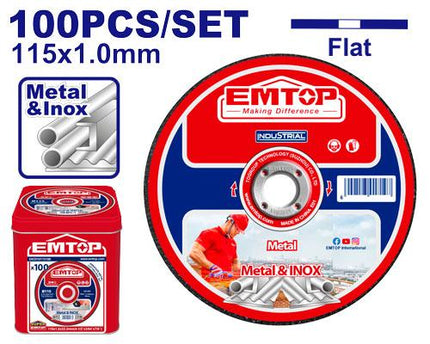 EMTOP 115mm Metal Cutting Discs 100 Pc Set