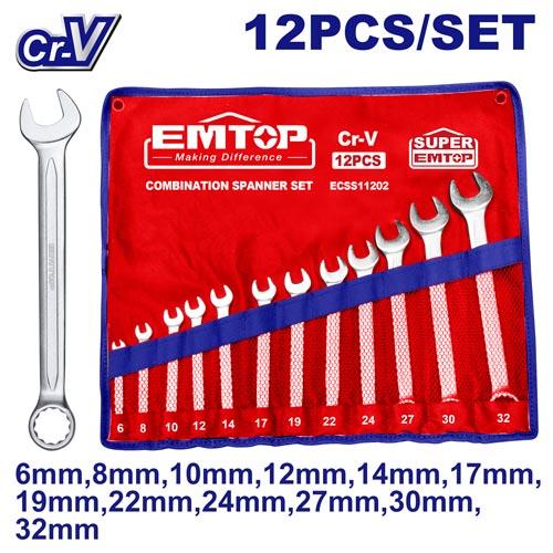 EMTOP 12 Pc Combination Spanner Set