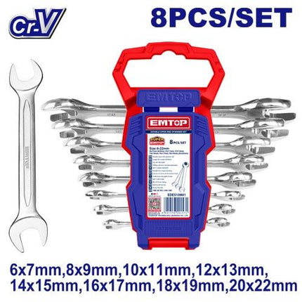 EMTOP 8 Pc Double Open End Spanner Set