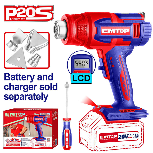 EMTOP Cordless Heat Gun with LCD Display