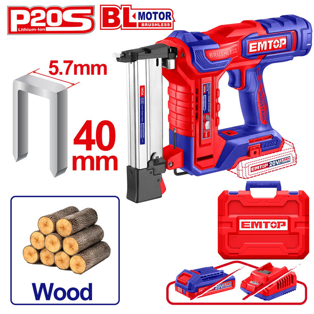 Cordless crown stapler nailer