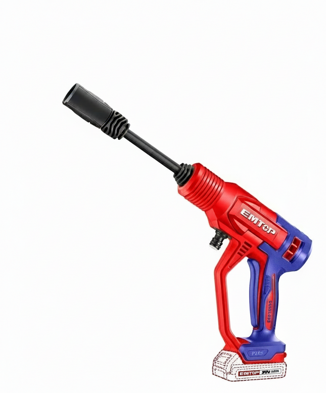EMTOP Cordless Pressure Washer (Body Only) 20V Lithium-Ion Power Washer 24.8Bar Pressure 2.8L/min Flow Rate ELPW2036