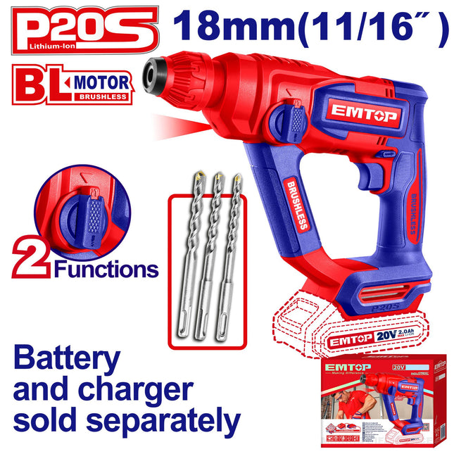 EMTOP Cordless Rotary hammer drill 18mm