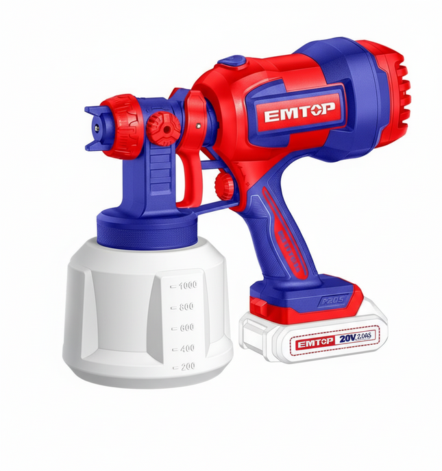 EMTOP Cordless Spray Gun (Body Only) Paint Sprayer, 120Din-s, Cleaning & Blowing Joints, Electric Fence Paint Gun for Fencing and Decking ELSG2004