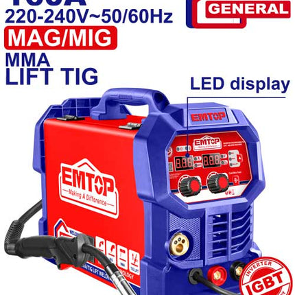 EMTOP 160A MIG/TIG/STICK Welder