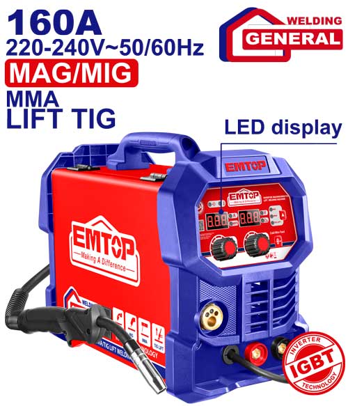 EMTOP 160A MIG/TIG/STICK Welder