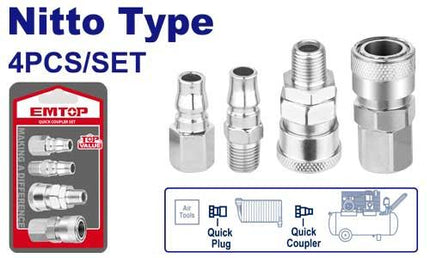 EMTOP Nitto Style 4 Pc Air Fitting Kit