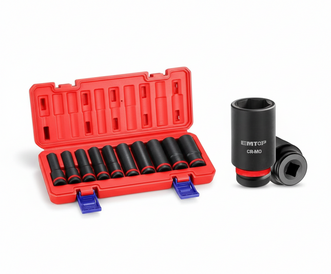 EMTOP 10 Pc 1/2" Deep Impact Socket Set