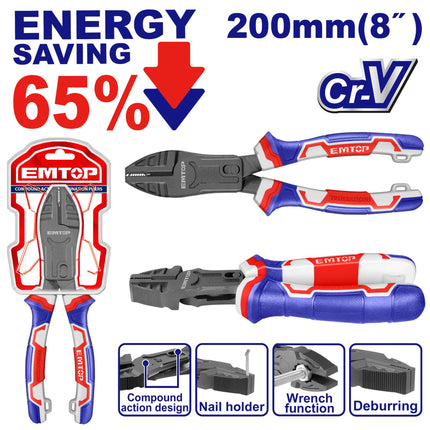 Compound action combination pliers
