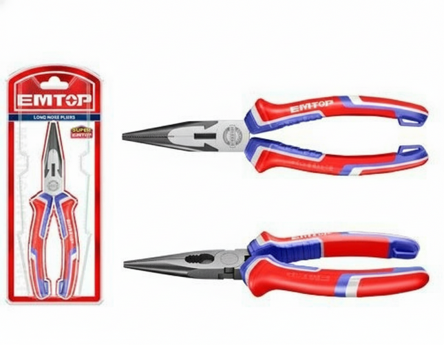 EMTOP Plier Polish and anti-rust oil Two color handle (6" Long nose pliers)