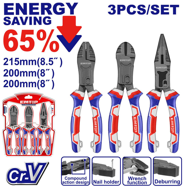 3 Pcs compound action pliers set