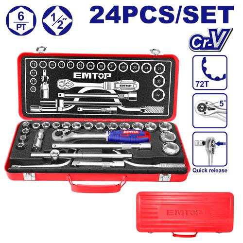 24 Pcs 1/2" socket set