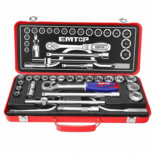 EMTOP 51 Pcs 1/4" & 1/2" Socket Set ESKT42511