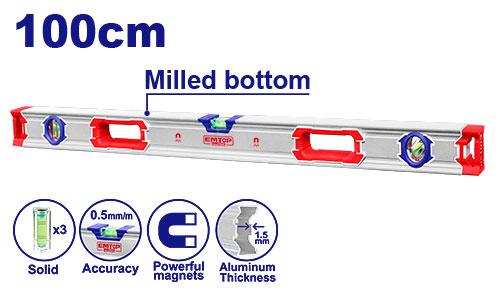 Spirit level with powerful magnets