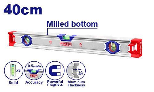 Spirit level with powerful magnets