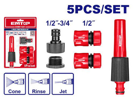EMTOP 5 Pc Twist Nozzle Set