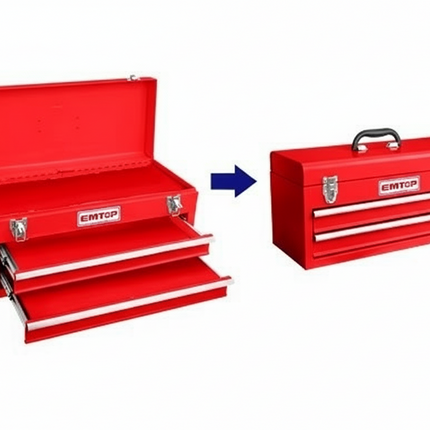 EMTOP Steel Tool Box With 2 pcs Drawers Overall Size: 520 * 218 * 243mm ETBX0202