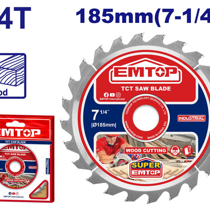 EMTOP 185mm TCT Saw Blade 24T