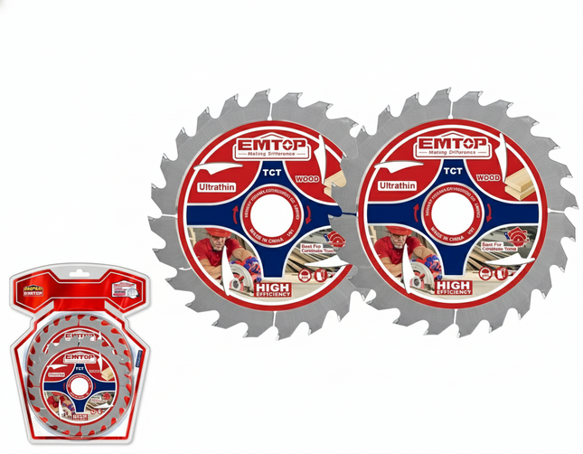 EMTOP 185mm Ultra-thin TCT saw blade set 2pc