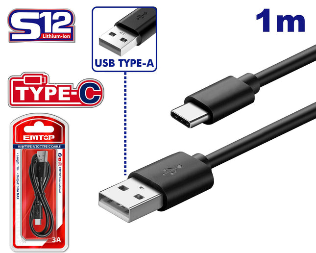 USB type-A to type-C cable
