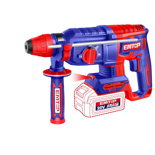 EMTOP Cordless Rotary Hammer Drill 28mm (Body Only), Brushless Motor, 930RPM, 4.5J ELRH20288