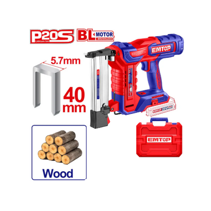 EMTOP Cordless Crown Stapler Nailer