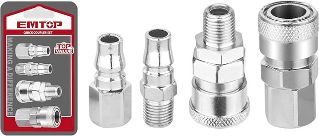 EMTOP Nitto Style 4 Pc Air Fitting Kit Air Coupler and Plug Set EMQP4673