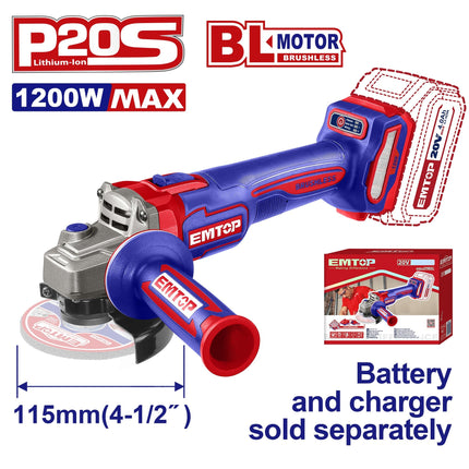 EMTOP 115mm Cordless Angle Grinder