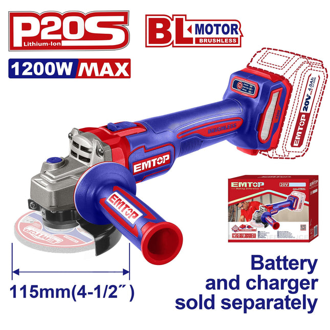 EMTOP 115mm Cordless Angle Grinder